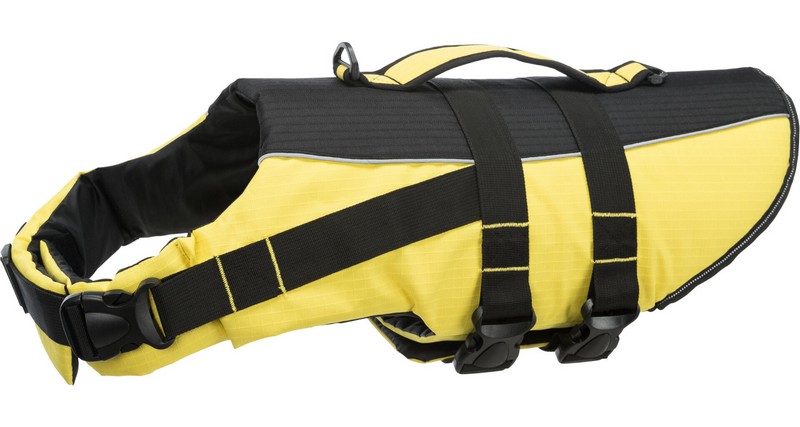 Plavací vesta pro psa XL 65 cm: 60-96 cm, do 45kg žluto/černá