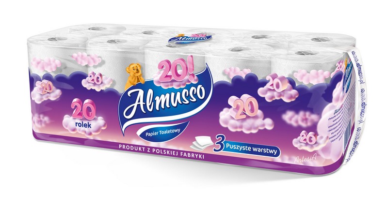Toaletní papír ALMUSSO 20 OBLÁČKŮ 3vr. 20 rol