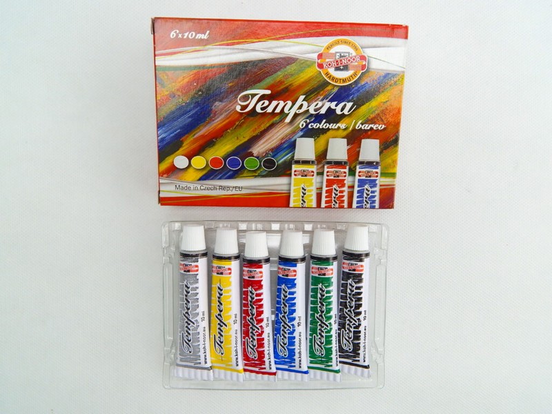 Barvy temperové 10ml. 6 barev SADA