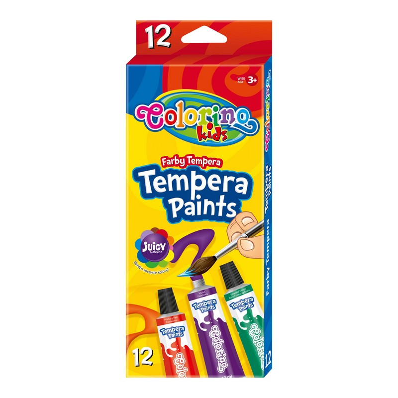 Barvy temperové 12ml. 12 barev SADA