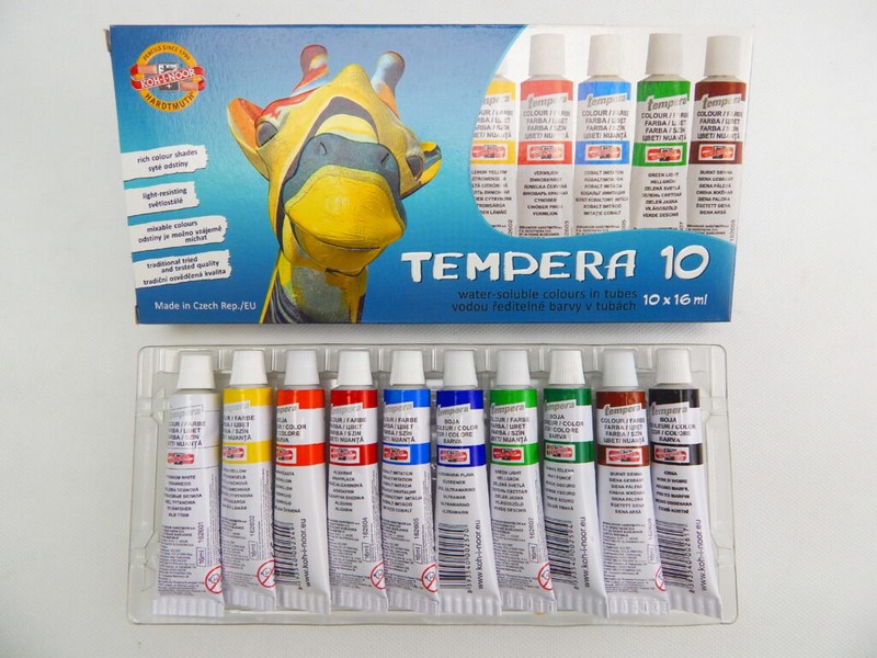 Barvy temperové 16ml. 10 barev SADA