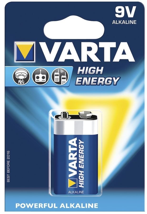 Baterie 9 Volt alkalická VARTA High Energy blistr 1ks.