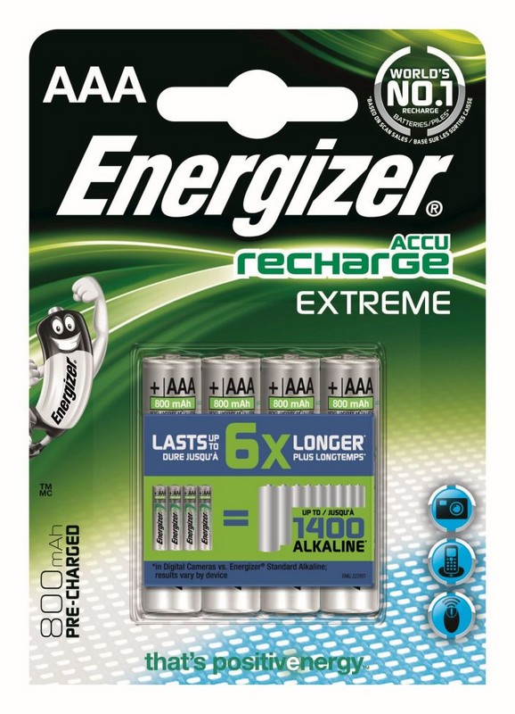 Baterie NABÍJECÍ AAA 800mAh Energizer EXTREME 4ks.