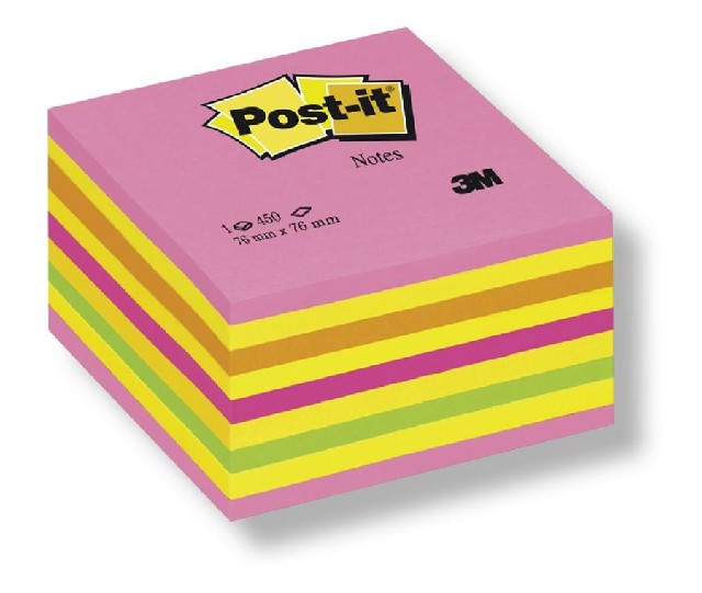 Bloček samolepicí POST-IT 76 x 76mm. NEON RŮŽOVÝ