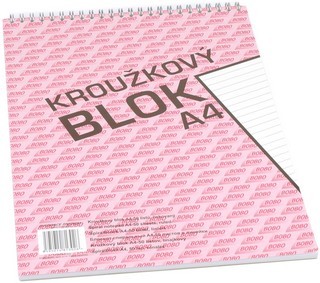 Blok A4 BOBO kroužkový s horní spirálou 50 listů, linkovaný