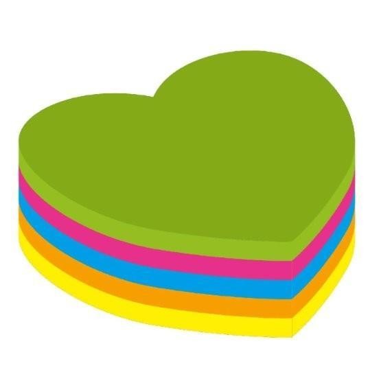 Blok samolepicí KORES NEON Srdce 70 x 70 mm.