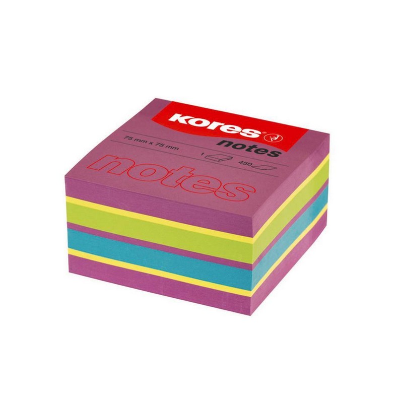 Blok samolepicí KORES NOTES 75 x 75 mm. NEON 450 listů.