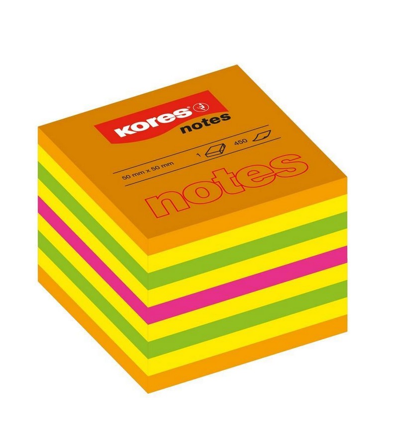 Blok samolepicí KORES NOTES 75 x 75 mm. NEON 450 
