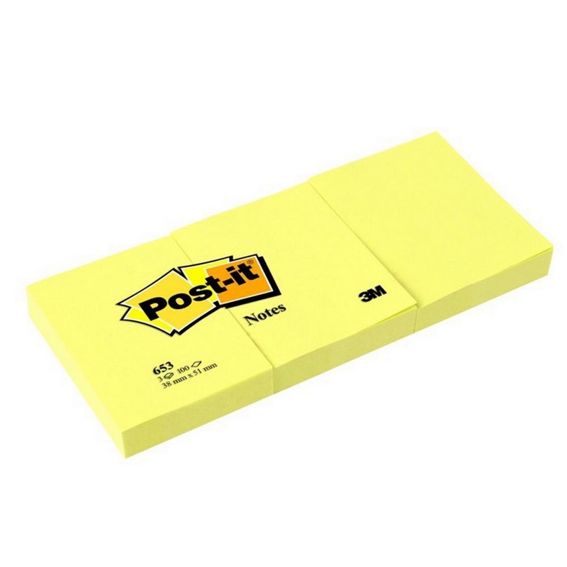 Blok samolepicí POST-IT 51 x 31mm. ŽLUTÝ 3 x 100 listů