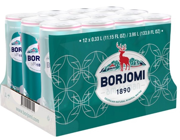 BORJOMI minerální voda 0,33 l., PLECH karton 12k