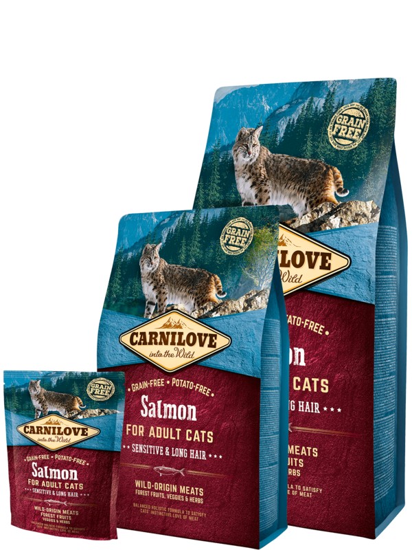 CARNILOVE CAT pro dospělé kočky citlivá a dlouhosrstá LOSOS 6 kg