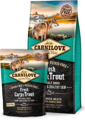 CARNILOVE DOG Fresh pro dospělé psy KAPR & PSTRUH 12kg.