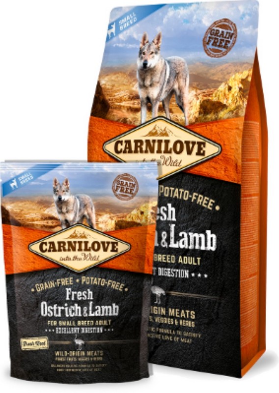 CARNILOVE Dog Fresh Pštros a jehně pro malá plemena 6 kg