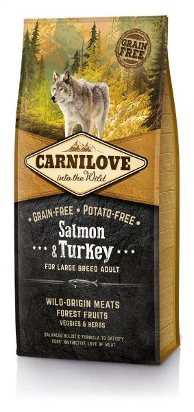 CARNILOVE Dog losos & krocan pro dospělé psy velkých plemen nad 25 kg. 12kg. CARNILOVE Dog losos & krocan pro dospělé psy velkých plemen nad 25 kg. 12kg.