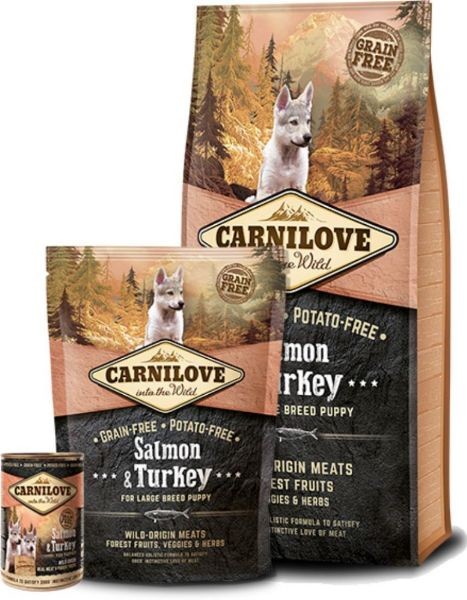 CARNILOVE Dog losos & krocan pro štěňata 3 - 30 měsíců 12kg.