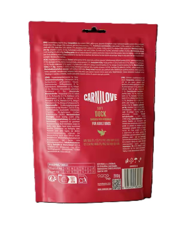 CARNILOVE DOG pamlsek - KACHNA a ROZMARÝN 200g.
