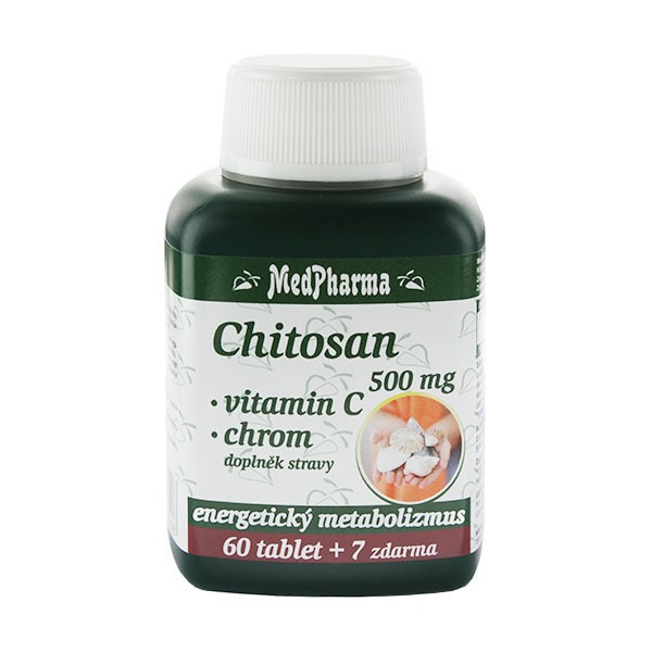 Chitosan 500 mg + vitamín C + chrom, 60+7 tablet ZDARMA