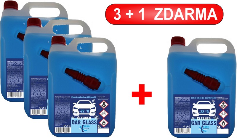 CLEANER NANO -22° Kapalina do ostřikovačů - CAR GLASS 5L. 3+ 1 ZDARMA