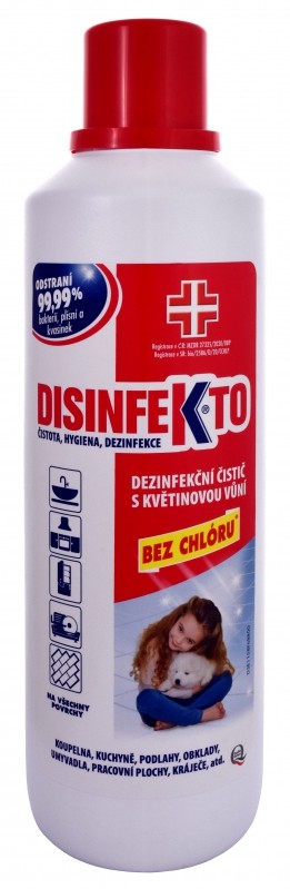 DISINFEKTO 1000ml. BIOCIDNÍ dezinfekční prostředek bez chlóru s květinovou vůní