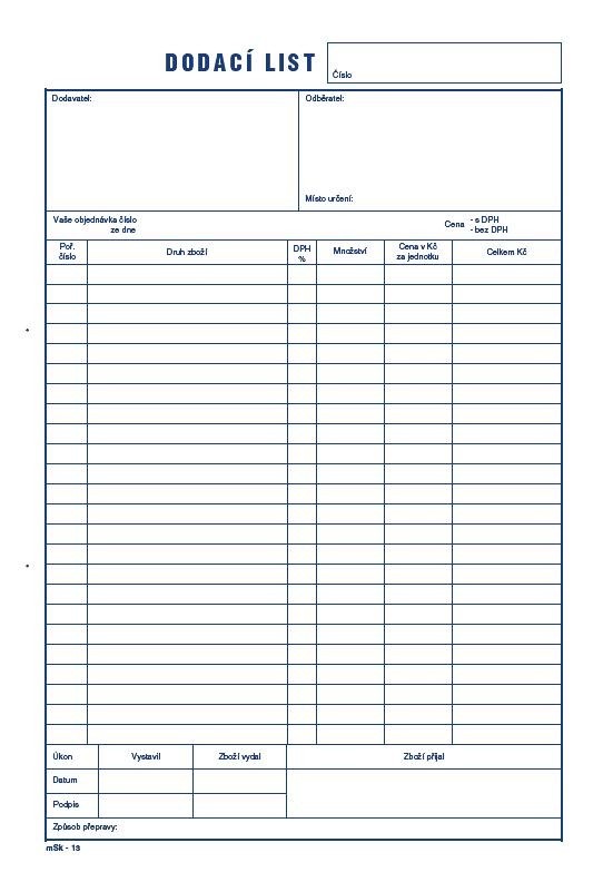 DODACÍ LIST A4 - NCR