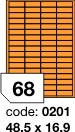 Etikety samolepící A4, 48,5 x 16,9 mm., 68 etiket ORANŽOVÉ REFLEXNÍ