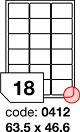 Etikety samolepící A4, 63.5 x 46.6 mm., 18.000ks. etiket, matné bílé polyesterové