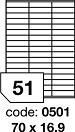 Etikety samolepící A4, 70 x 16.9 mm., 100 listů