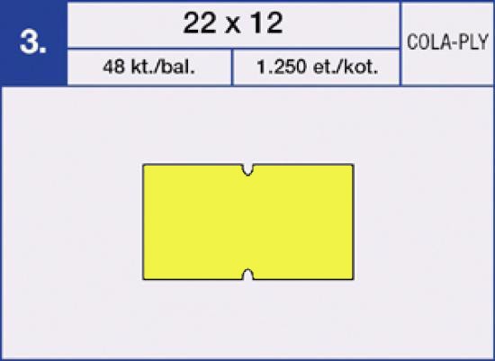 Etikety samolepící cenové COLA-PLY 22x12 mm. 1.250ks. modré
