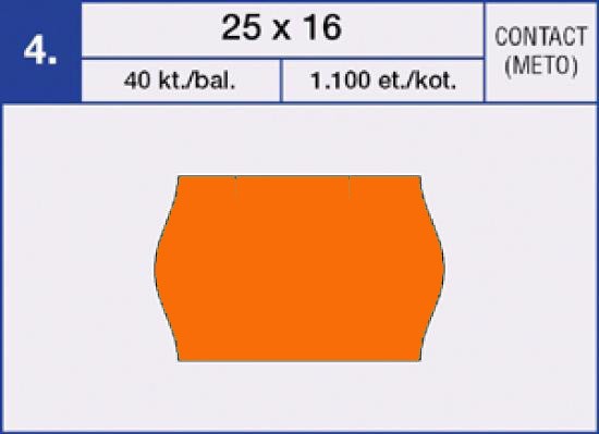 Etikety samolepící cenové CONTACT 25x16 mm. 1.125ks.  reflexní červená