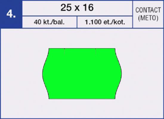 Etikety samolepící cenové CONTACT 25x16 mm. 1.125ks. reflexní zelená