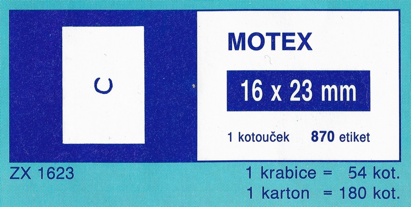Etikety samolepící cenové MOTEX 23x16 mm. 870ks. modrá
