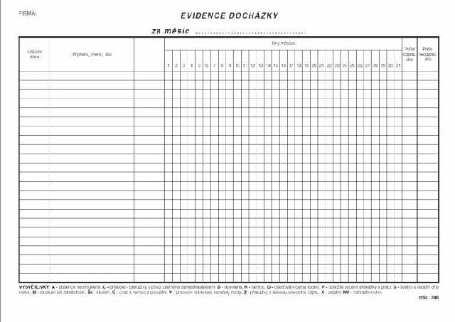 EVIDENCE DOCHÁZKY A4