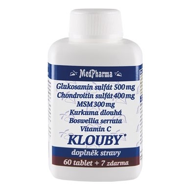 KLOUBY Glukosamin sulfát chondroitin, MSM, kurkuma