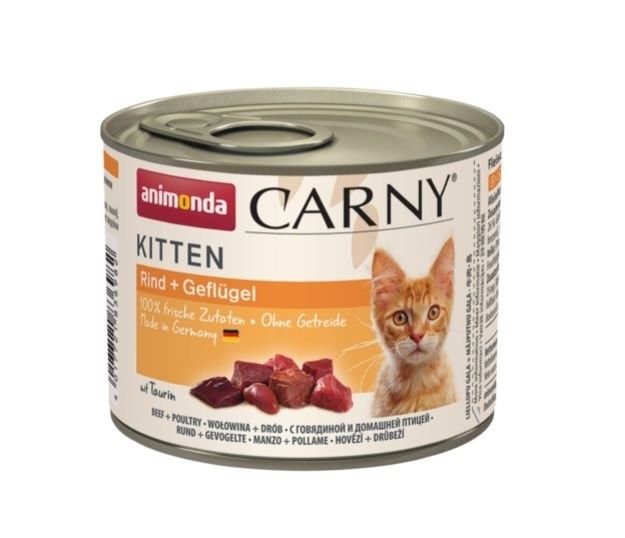 Konzerva pro kočky CARNY Kitten 0 -1 - hovězí, 