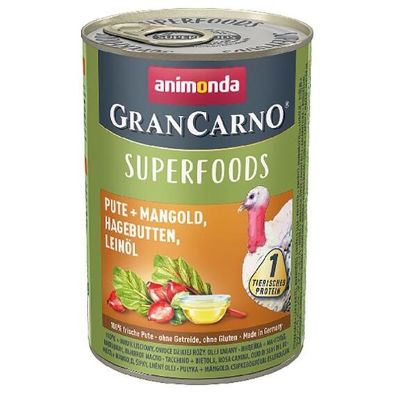 Konzervy pro psy GRANCARNO SUPER FOODS krůta,mangold,šípky,lněný olej 400 g