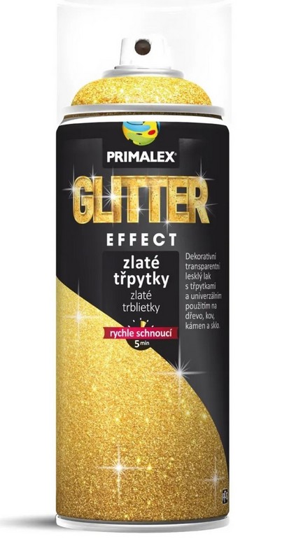 Lak ve spreji se zlatými třpytkami 400 ml.