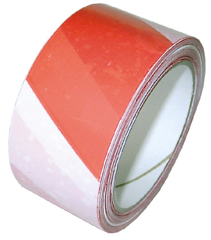 Lepící páska výstražná 50mm x 66m červeno-b