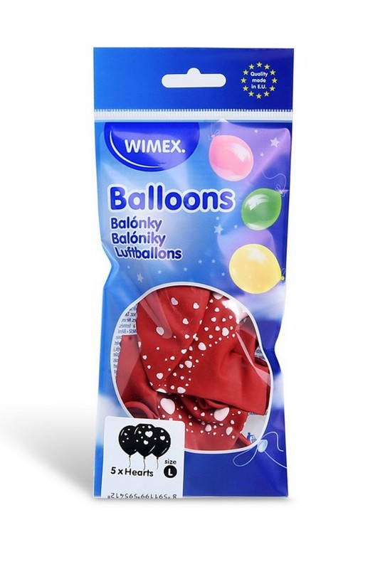 Nafukovací balónek Srdce bílo/červený 30cm 5ks.