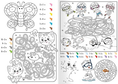 Omalovánky A4 - Bludiště a počty