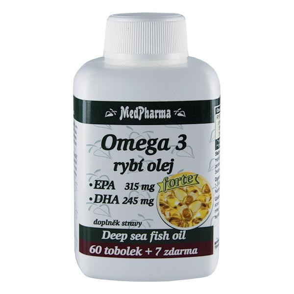 Omega 3 rybí olej FORTE - EPA 315 mg + DHA 245 mg, 60+7 tobolek ZDARMA