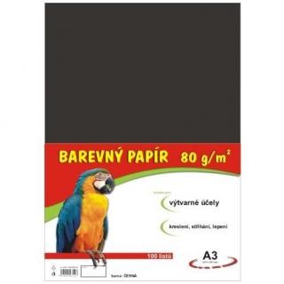 Papír barevný A3 80g / 100l  černý