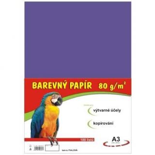 Papír barevný A3 80g / 100l  fialový