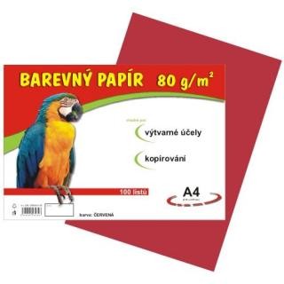 Papír barevný A4 80g / 100l  červený