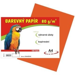 Papír barevný A4 80g / 100l  oranžový