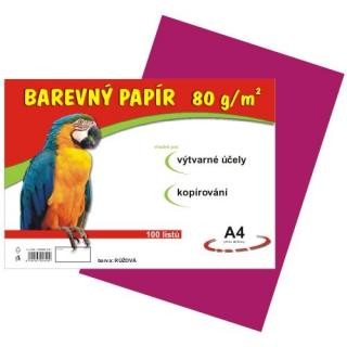 Papír barevný A4 80g / 100l  růžový