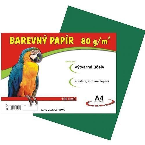 Papír barevný A4 80g / 100l  zelený