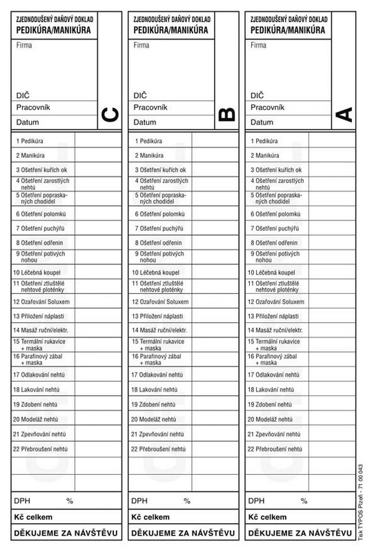 PEDIKURA MANIKURA daňový doklad 50x2L