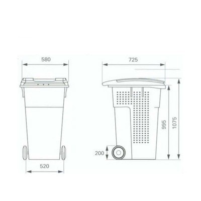 Popelnice plast BIO odpad hnědá 240l.