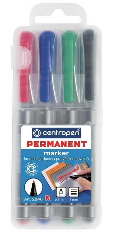 Popisovač CENTROPEN 2846 Permanent 1mm. SADA 4 ba