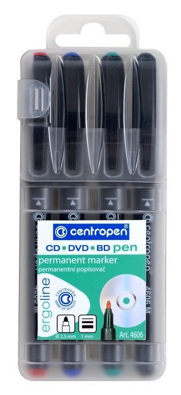 Popisovač CENTROPEN 4606 CD/DVD/BD 1mm SADA 4 bar